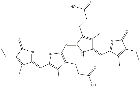 2,18-Diethyl-1,19,22,24-tetrahydro-3,7,13,17-tetramethyl-1,19-dioxo-21H-biline-8,12-dipropionic acid Struktur