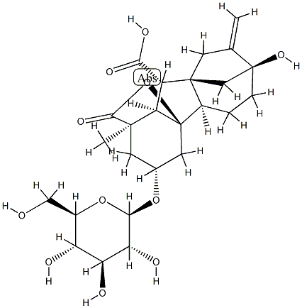 3β-(β-D-Glucopyranosyloxy)-4aα,7-dihydroxy-1-methyl-8-methylenegibbane-1α,10β-dicarboxylic acid 1,4a-lactone Struktur