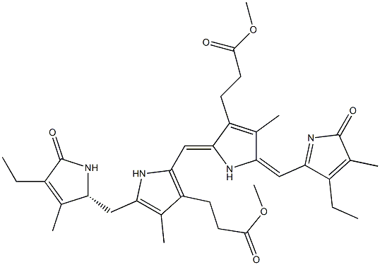 (4R)-2,17-Diethyl-1,4,5,19,23,24-hexahydro-3,7,13,18-tetramethyl-1,19-dioxo-21H-biline-8,12-dipropionic acid dimethyl ester Struktur