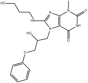 7-(2-hydroxy-3-phenoxypropyl)-8-[(3-hydroxypropyl)amino]-3-methyl-3,7-dihydro-1H-purine-2,6-dione Struktur