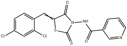 N-[5-(2,4-dichlorobenzylidene)-4-oxo-2-thioxo-1,3-thiazolidin-3-yl]nicotinamide Struktur