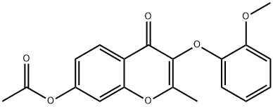 3-(2-methoxyphenoxy)-2-methyl-4-oxo-4H-chromen-7-yl acetate Struktur