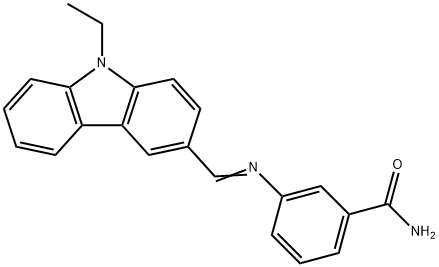 3-{[(E)-(9-ethyl-9H-carbazol-3-yl)methylidene]amino}benzamide Struktur