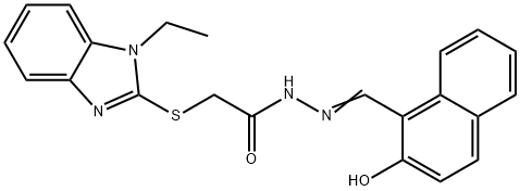 2-[(1-ethyl-1H-benzimidazol-2-yl)sulfanyl]-N'-[(2-hydroxy-1-naphthyl)methylene]acetohydrazide Struktur