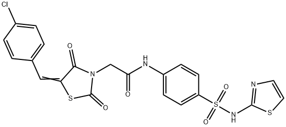 2-[5-(4-chlorobenzylidene)-2,4-dioxo-1,3-thiazolidin-3-yl]-N-{4-[(1,3-thiazol-2-ylamino)sulfonyl]phenyl}acetamide Struktur