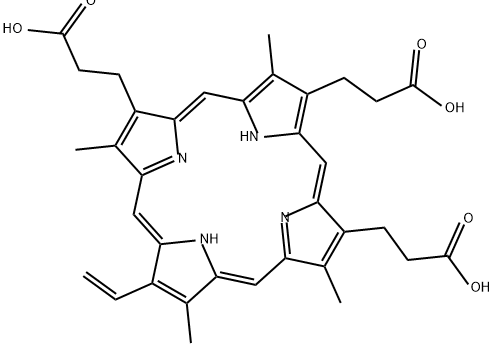 12-ethenyl-3,8,13,17-tetramethyl-21H,23H-Porphine-2,7,18-tripropanoic acid Struktur