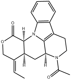 (7aS,9E)-9-Ethylidene-5,6,7,7aα,8,8aα,9,10-octahydro-7-acetylindolo[3,2,1-ij]pyrano[3,4-b][1,5]naphthyridin-12(12aαH)-one Struktur