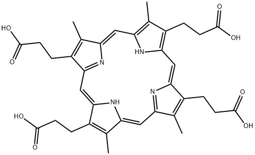 3,7,13,17-tetramethyl-21H,23H-Porphine-2,8,12,18-tetrapropanoic acid Struktur