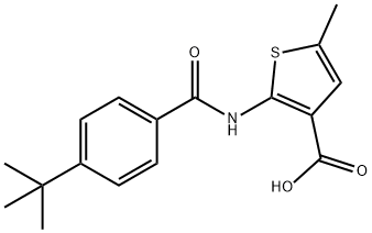 2-[(4-tert-butylbenzoyl)amino]-5-methyl-3-thiophenecarboxylic acid Struktur