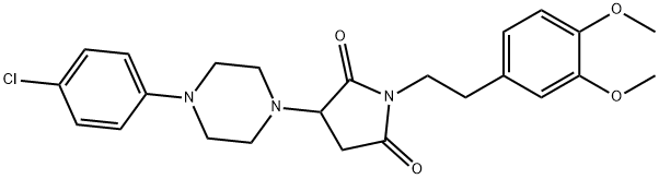 3-[4-(4-chlorophenyl)-1-piperazinyl]-1-[2-(3,4-dimethoxyphenyl)ethyl]-2,5-pyrrolidinedione Struktur