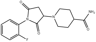 1-[1-(2-fluorophenyl)-2,5-dioxo-3-pyrrolidinyl]-4-piperidinecarboxamide Struktur