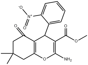 methyl 2-amino-7,7-dimethyl-4-(2-nitrophenyl)-5-oxo-5,6,7,8-tetrahydro-4H-chromene-3-carboxylate Struktur