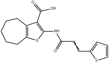 2-{[3-(2-thienyl)acryloyl]amino}-5,6,7,8-tetrahydro-4H-cyclohepta[b]thiophene-3-carboxylic acid Struktur