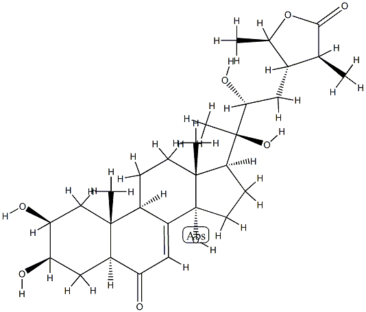 (22R,24S,25S,28R)-2β,3β,14,20,22,28-Hexahydroxy-6-oxo-5α-stigmast-7-en-26-oic acid γ-lactone Struktur