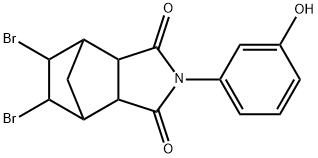 8,9-dibromo-4-(3-hydroxyphenyl)-4-azatricyclo[5.2.1.0~2,6~]decane-3,5-dione Struktur