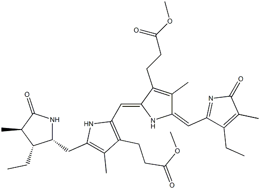 (2R,3R,4R)-3,17-Diethyl-1,2,3,4,5,19,23,24-octahydro-2,7,13,18-tetramethyl-1,19-dioxo-21H-biline-8,12-dipropionic acid dimethyl ester Struktur