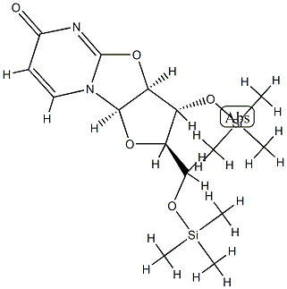 (2R)-2,3,3aβ,9aβ-Tetrahydro-3β-[(trimethylsilyl)oxy]-2α-[[(trimethylsilyl)oxy]methyl]-6H-furo[2',3':4,5]oxazolo[3,2-a]pyrimidin-6-one Struktur