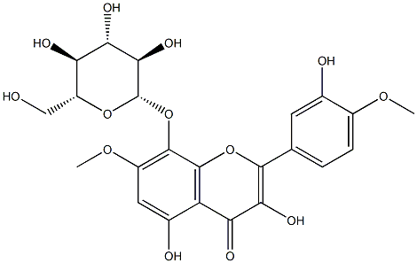 8-[(β-D-Glucopyranosyl)oxy]-3,3',5-trihydroxy-4',7-dimethoxyflavone Struktur