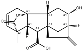 4aα,6α-Dihydroxy-1β-methyl-8-methylenegibba-2-ene-1α,10β-dicarboxylic acid 1,4a-lactone Struktur