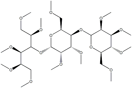 3-O-[4-O-(2-O,3-O,4-O,6-O-Tetramethyl-β-D-mannopyranosyl)-2-O,3-O,6-O-trimethyl-β-D-mannopyranosyl]-1-O,2-O,4-O,5-O,6-O-pentamethyl-D-mannitol Struktur