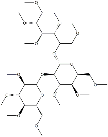 2-O-[2-O-(2-O,3-O,4-O,6-O-Tetramethyl-β-D-glucopyranosyl)-3-O,4-O,6-O-trimethyl-β-D-glucopyranosyl]-1-O,3-O,4-O,5-O,6-O-pentamethyl-D-glucitol Struktur