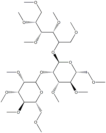 2-O-[2-O-(2-O,3-O,4-O,6-O-Tetramethyl-α-D-mannopyranosyl)-3-O,4-O,6-O-trimethyl-α-D-mannopyranosyl]-1-O,3-O,4-O,5-O,6-O-pentamethyl-D-mannitol Struktur