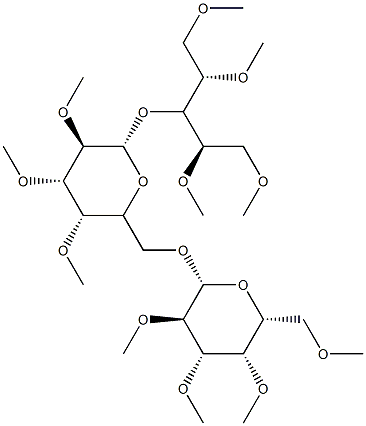 3-O-[6-O-(2-O,3-O,4-O,6-O-Tetramethyl-β-D-galactopyranosyl)-2-O,3-O,4-O-trimethyl-β-D-galactopyranosyl]-1-O,2-O,4-O,5-O-tetramethyl-L-arabinitol Struktur