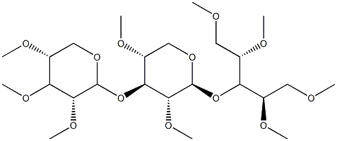 3-O-[3-O-(2-O,3-O,4-O-Trimethyl-β-D-xylopyranosyl)-2-O,4-O-dimethyl-β-D-xylopyranosyl]-1-O,2-O,4-O,5-O-tetramethyl-L-xylitol Struktur