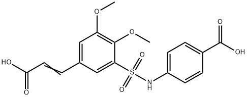 4-({[5-(2-carboxyvinyl)-2,3-dimethoxyphenyl]sulfonyl}amino)benzoic acid Struktur