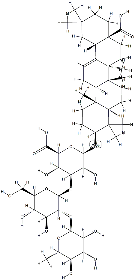 3β-[3-O-[2-O-(6-Deoxy-α-L-mannopyranosyl)-β-D-glucopyranosyl]-β-D-glucopyranuronosyl]oxyolean-12-en-28-oic acid Struktur