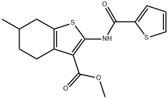 methyl 6-methyl-2-(thiophene-2-carboxamido)-4,5,6,7-tetrahydrobenzo[b]thiophene-3-carboxylate Struktur