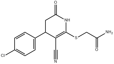 2-{[4-(4-chlorophenyl)-3-cyano-6-oxo-1,4,5,6-tetrahydro-2-pyridinyl]sulfanyl}acetamide Struktur