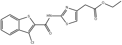 ethyl 2-(2-(3-chlorobenzo[b]thiophene-2-carboxamido)thiazol-4-yl)acetate Struktur