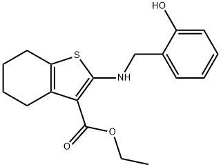 ethyl 2-[(2-hydroxybenzyl)amino]-4,5,6,7-tetrahydro-1-benzothiophene-3-carboxylate Struktur