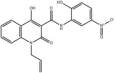 4-hydroxy-N-{2-hydroxy-5-nitrophenyl}-2-oxo-1-prop-2-enyl-1,2-dihydroquinoline-3-carboxamide Struktur