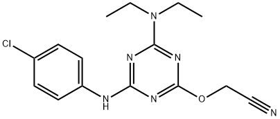 {[4-(4-chloroanilino)-6-(diethylamino)-1,3,5-triazin-2-yl]oxy}acetonitrile Struktur