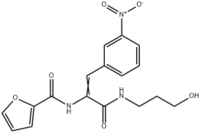 N-(2-{3-nitrophenyl}-1-{[(3-hydroxypropyl)amino]carbonyl}vinyl)-2-furamide Struktur