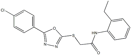 2-{[5-(4-chlorophenyl)-1,3,4-oxadiazol-2-yl]sulfanyl}-N-(2-ethylphenyl)acetamide Struktur