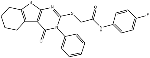 N-(4-fluorophenyl)-2-[(4-oxo-3-phenyl-5,6,7,8-tetrahydro-[1]benzothiolo[2,3-d]pyrimidin-2-yl)sulfanyl]acetamide Struktur