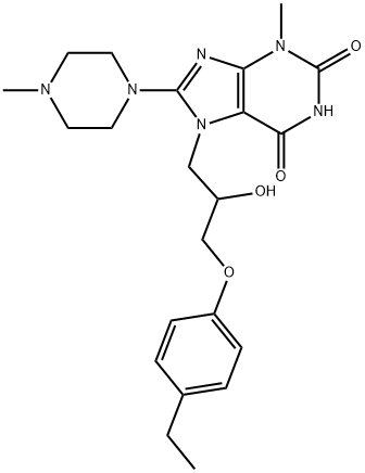 7-[3-(4-ethylphenoxy)-2-hydroxypropyl]-3-methyl-8-(4-methylpiperazin-1-yl)-3,7-dihydro-1H-purine-2,6-dione Struktur