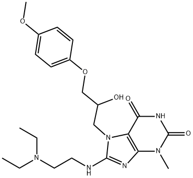 8-{[2-(diethylamino)ethyl]amino}-7-[2-hydroxy-3-(4-methoxyphenoxy)propyl]-3-methyl-3,7-dihydro-1H-purine-2,6-dione Struktur