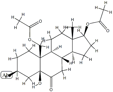 17β,19-Bis(acetyloxy)-3β-fluoro-5-hydroxy-5β-androstan-6-one Struktur