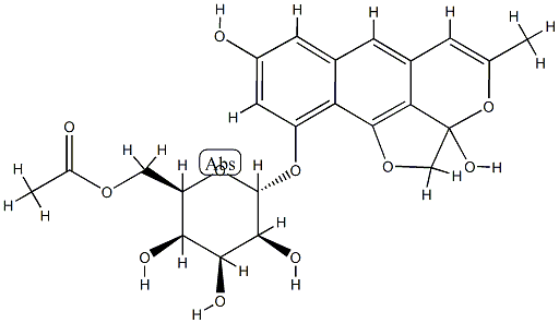 2,2a-Dihydro-2a,8-dihydroxy-4-methylbenzo[g]furo[2,3,4-ij][2]benzopyran-10-yl 6-O-acetyl-β-D-glucopyranoside Struktur