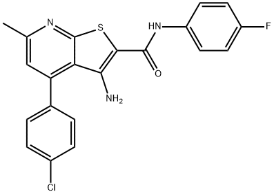 3-amino-4-(4-chlorophenyl)-N-(4-fluorophenyl)-6-methylthieno[2,3-b]pyridine-2-carboxamide Struktur