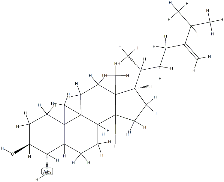 14-Methyl-9β,19-cyclo-5α-ergost-24(28)-ene-3β,4α-diol Struktur