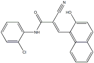 N-(2-chlorophenyl)-2-cyano-3-(2-hydroxy-1-naphthyl)acrylamide Struktur