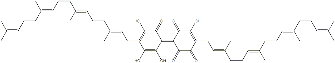 2,2',5,5'-Tetrahydroxy-4,4'-bis[(2E,6E,10E)-3,7,11,15-tetramethyl-2,6,10,14-hexadecatetrenyl]-1,1'-bi-[1,4-cyclohexadiene]-3,3',6,6'-tetrone Struktur