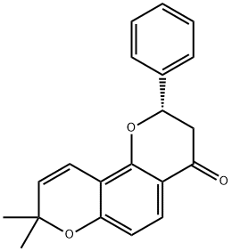 [S,(-)]-2,3-Dihydro-8,8-dimethyl-2-phenyl-4H,8H-benzo[1,2-b:3,4-b']dipyran-4-one Struktur