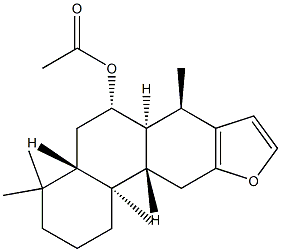 [(4aS)-1,2,3,4,4aβ,5,6,6aα,7,11,11aβ,11b-Dodecahydro-4,4,7β,11bα-tetramethylphenanthro[3,2-b]furan-6α-yl]=acetate Struktur