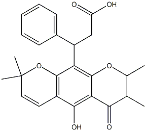 7,8-Dihydro-5-hydroxy-2,2,7,8-tetramethyl-6-oxo-β-phenyl-2H,6H-benzo[1,2-b:5,4-b']dipyran-10-propionic acid Struktur